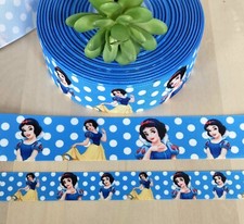7/8  1.5 1 YD Snow White Grosgrain Ribbon Disney Princess Polka Dot