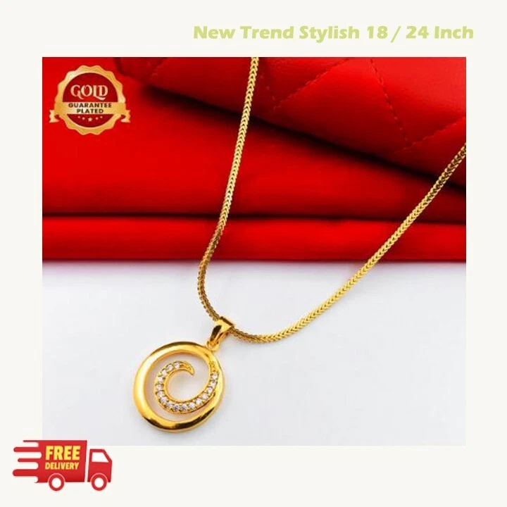 VETEMENTS Catena Scatola Placcata in Oro & Ciondolo Pietra Bianca Garantito Nuova Trend Elegante