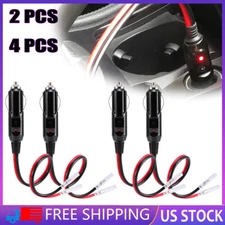 2/4PCS 12V-24V Fused LED Light Cigarette Lighter Male Plug Replacement w/ Leads