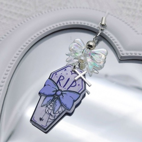 Cute Bowknot Purple Coffin Pendant Phone Straps Lanyard Pocket Keychain Strap - Zdjęcie 7 z 8