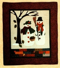 Snow For Two Wall Quilt Pattern Snowman Couple Tree Country Folk Art Primitive