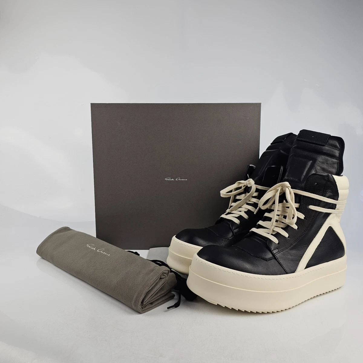 Rick Owens Geobasket Mega Bumper Black/Milk Sneakers New Size