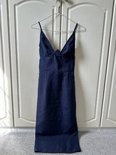 Pretty Little Thing navy BodyCon Strappy Corset Detail MIDI Dress - UK size 6
