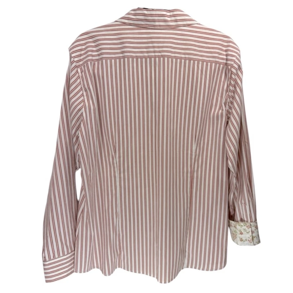 Blusa Top Chico’s Rayas Abotonada Rojo Blanco XL Foto 2 de 4