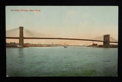 1900s Brooklyn Bridge Not Much Boat Traffic NYC NY Postcard New York