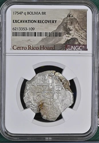 1754 P q BOLIVIA Silver 8 REALES NGC Genuine Cerro Rico Hoard