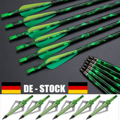 Bogenschießen 30  Carbonpfeile Spine 500 Rotated Nocke Pfeile / Jagdpfeilspitzen