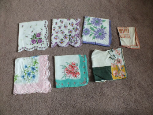 Collectible Ladies Hanky Set 7 Colorful Printed F… - image 1