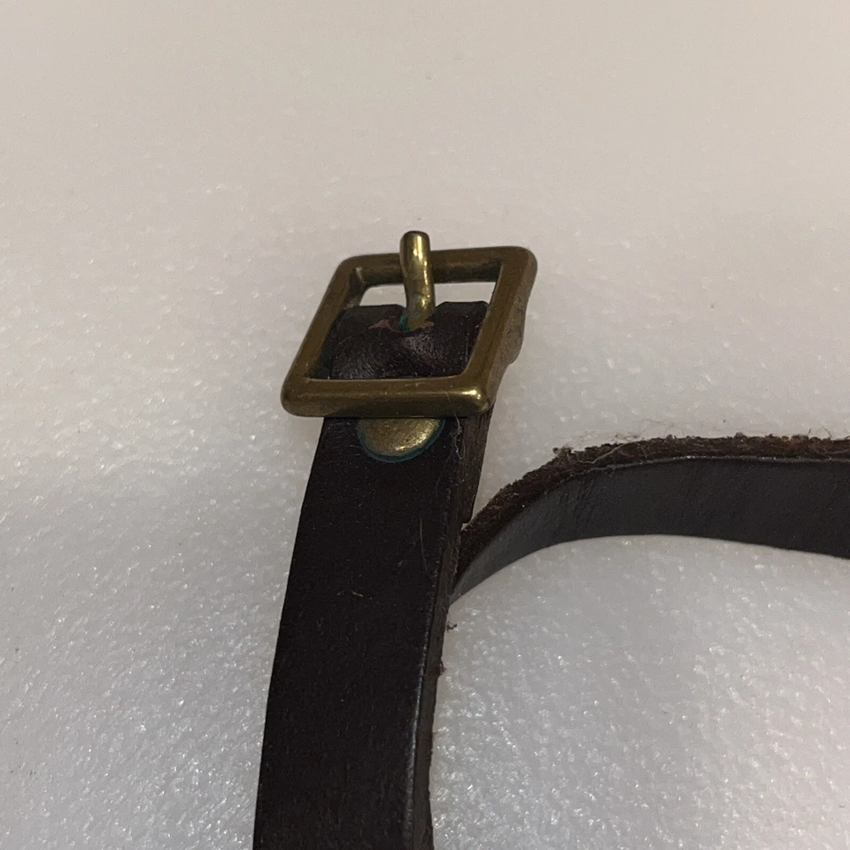 Hartmann Leather Luggage Bag Tag And Handle Original Button Dark Brown Belting - Image 3 of 4