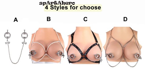 1 Pair Breast Clamps With Metal Chain Beads Roleplay Breast Stimulate Milk Clips - Picture 17 of 27