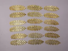 18 Metal Stamping Pressed Gold Tone Leaf Branch Embellishment Craft-Imperfection