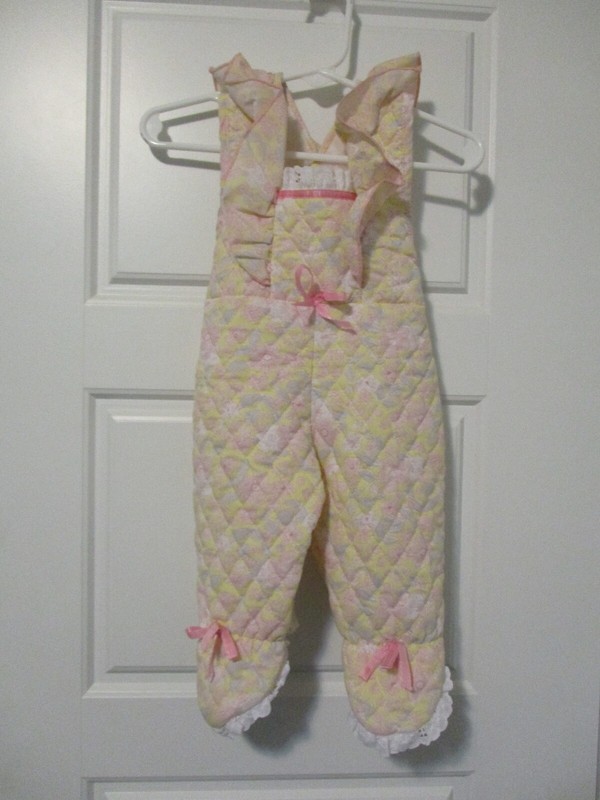 Vintage pink quilted infant winter overalls