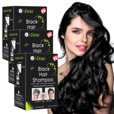 30 x DEXE Instant Black Hair Dye Shampoo For Gray Hair Coverage For Women & Men