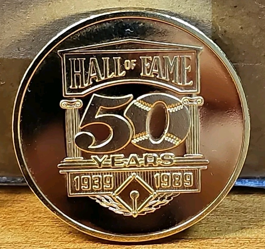 BASEBALL HALL of FAME 50th Anniversary Coin Cooperstown 24k Gold