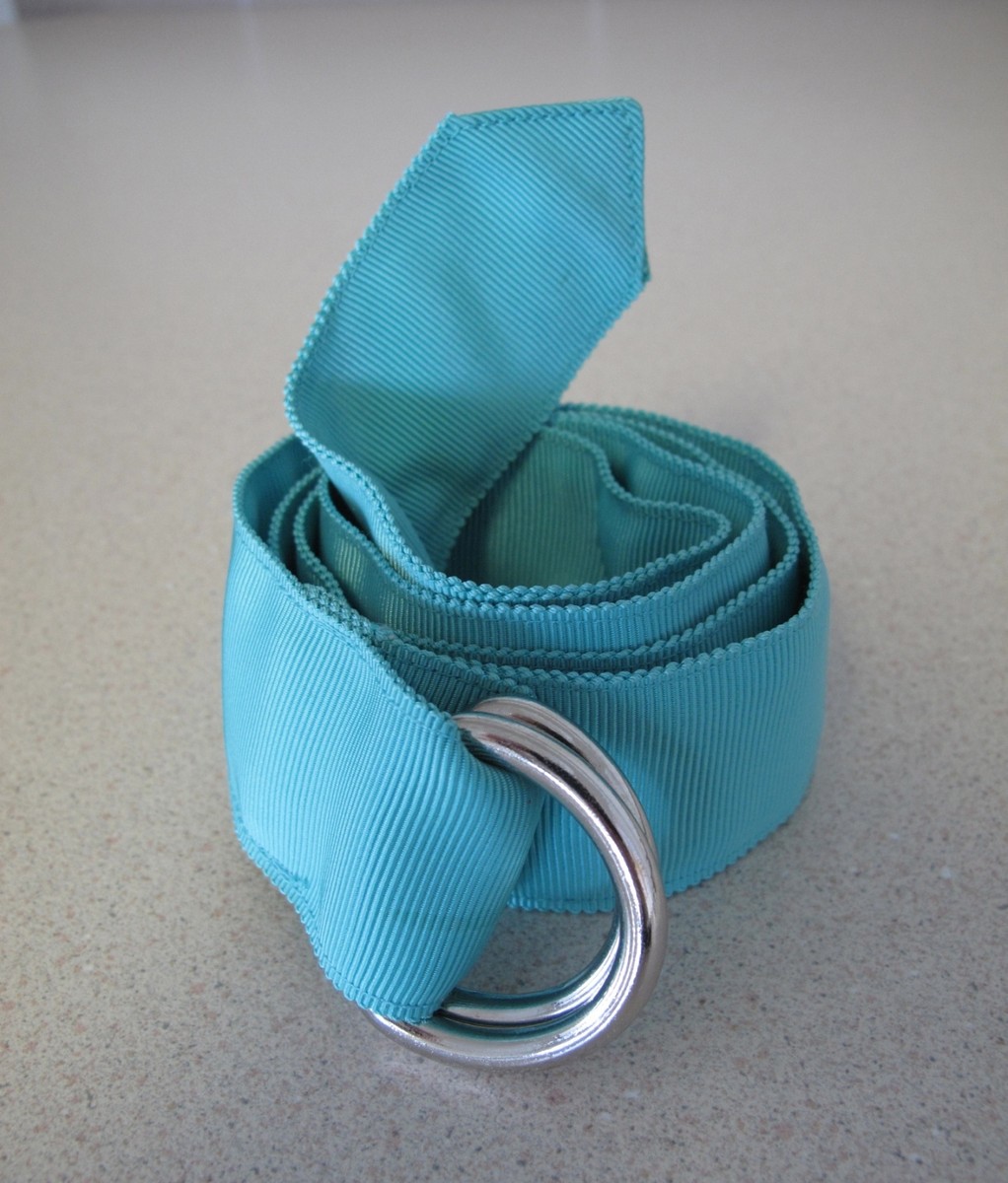 STUBBS & WOOTTON Palm Beach Fabric grosgrain Belt Turquoise  display picture 3
