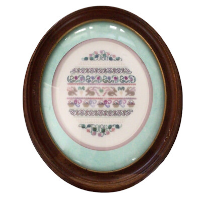 The Drawn Thread Sampler The Easter Egg in Oval Frame Convex Glass 11.5x9.5''
