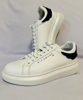 John Richmond White Black Women's Leather Sneakers Sz 38 EU 8 US 20107 Variant A