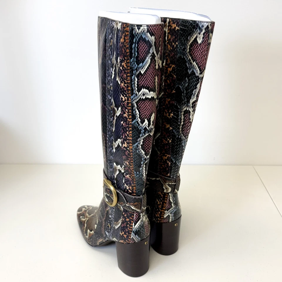 Bota hasta la rodilla COACH Evelyn a rayas sangre de buey/natural multi - talla 10B Foto 4 de 4