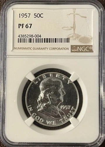 1957 Proof Silver Franklin Half Dollar 50c NGC PF67