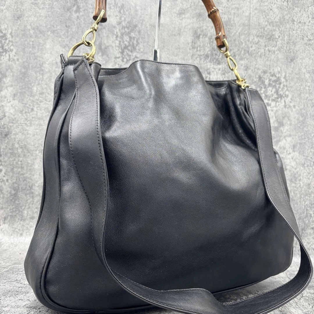 Sac bandoulière GUCCI 2 voies cuir bambou main noir #PGC8WS