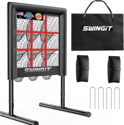 Upgrade 9 Hole Baseball Pitching Net with Strike Zone, Professional Heavy Duty 9