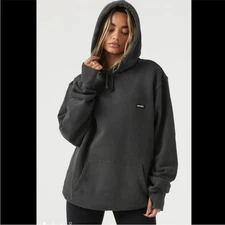 New Joah Brown  Pullover Hoodie Sweatshirt in Washed Black M/L