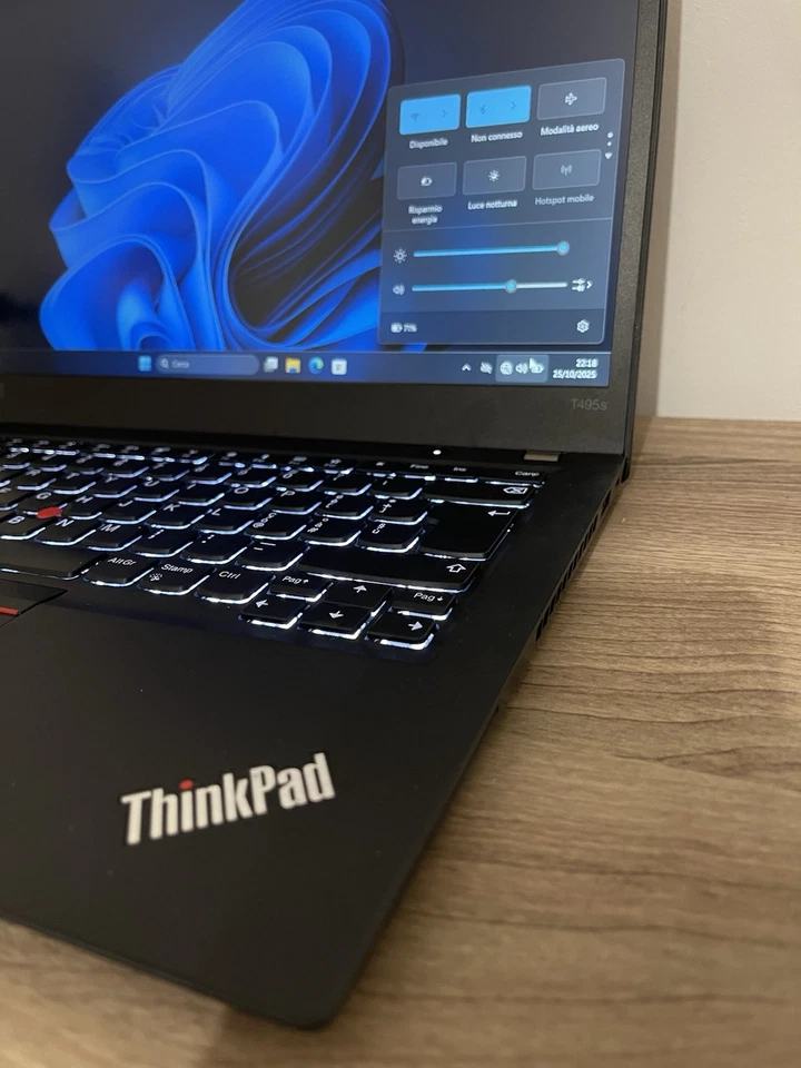 Lenovo thinkpad T495s AMD RYZEN 7 PRO 3700U Radeon Vega 16gb/256ssd FHD WIN 11 - Immagine 2 di 4