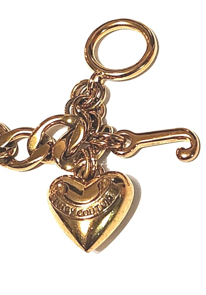 Nova Pulseira Berloque Coração Corrente Cubana Ouro Juicy Couture Designer Joias da Moda - Imagem 3 de 4