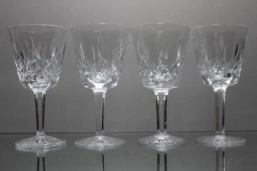 Four (4) WATERFORD Crystal Lismore Claret Red Wine Glass Stem 5 7/8" high MINT