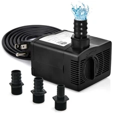 383GPH Submersible Pump Fountain Water Pond Fish Tank Aquarium Pump w/ 3 Nozzles