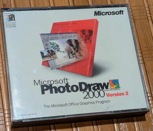 Microsoft PhotoDraw Photo Draw 2000 Graphics Studio CD-ROM 3 Disks & Product Key