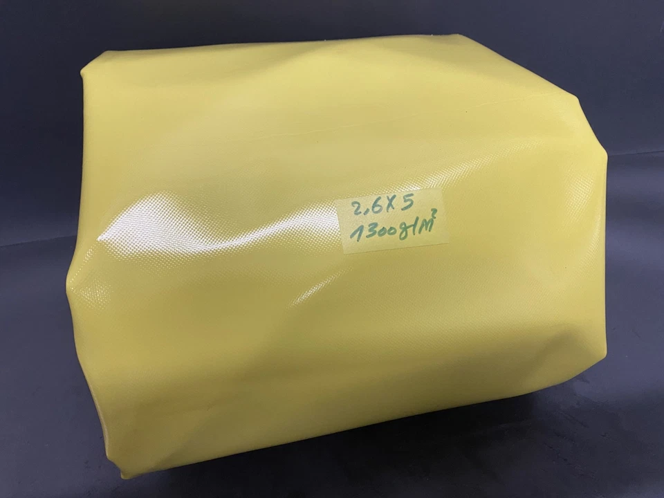 PLANEN ZENTRUM Abdeckplane PVC LKW Plane Gewebeplane 2,6 x 5 m Gelb ca. 1300g/m²- B-Ware