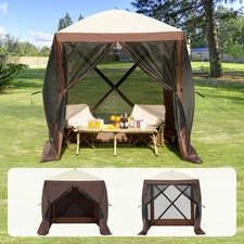 Pop Up Gazebo Tent 6*6 Patio Camping Canopy 4 Sided Sun Shelter Shade