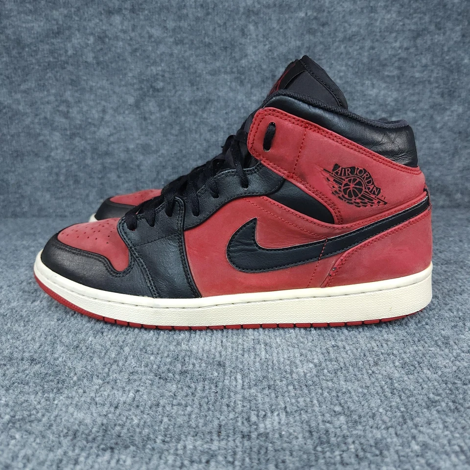 Nike Air Jordan 1 Mid Zapatos Para Hombres Talla 11 Negro Rojo Gimnasio Reverso Prohibido 554724-610 Foto 4 de 4