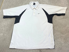 Nike Team Polo Shirt Men's Medium Dri-Fit Short Sleeve White Black Trim Golf