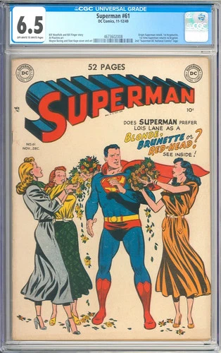 Superman #61 Origin Retold Golden Age Superhero Vintage DC Comic 1949 CGC 6.5