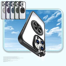 Shockproof Ring Stand Clear Back Mag Safe Case For iPhone 15 Pro Max 14 13 12 11