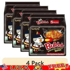 4 Pack Spicy Hot Chicken Flavor Instant Ramen Stir-Fried Noodles 5 Count 4.94oz