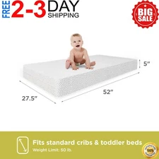 MATTRESS CRIB FOAM TODDLER Bed Baby Waterproof Infant Comfort Sleep Cushion Pad