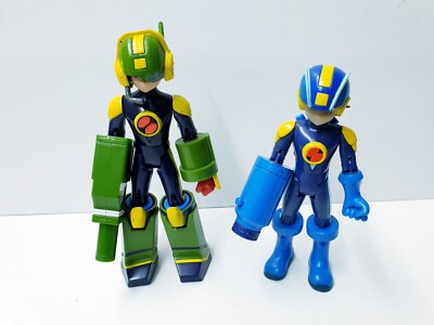 MEGA MAN NT Warrior Blau + Grün Figuren 2 Stück MATTEL 2004 Action Figur Vintage