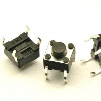 100pcs 6x6x6mm Black   Tactile Push Button Switch 4 Pin 6 x 6 x 6mm #E6