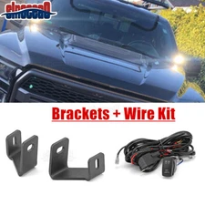 Windshield Hood Ditch LED Fog Light Pods Mount Wire Kit For Ford F-150 & RAPTOR