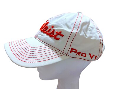 Titleist Footjoy FJ White Red Striped Pro V1 Hat Adult Adjustable