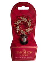 The Bar Shop By Circa Red Wreath Rhinestone Wine Bottle Stopper New