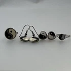 Vintage Sterling Silver Yin Yang Set Of 2 Earrings & 2 Rings