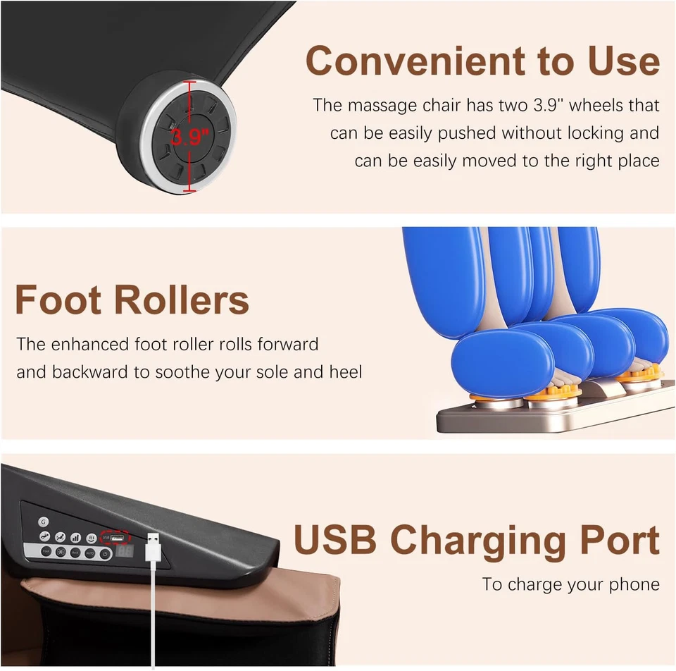 Silla de Masaje Shiatsu Cuerpo Completo y Reclinable Gravedad Cero Silla de Masaje Eléctrica Foto 3 de 4