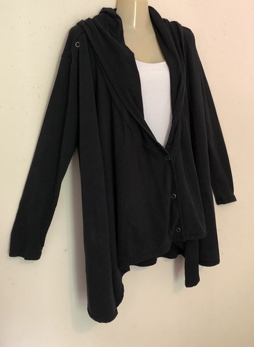 Zenergy By Chico’s Oversized Hooded Sweatshirt Size 1 Small Lagenlook Black - Picture 2 of 11