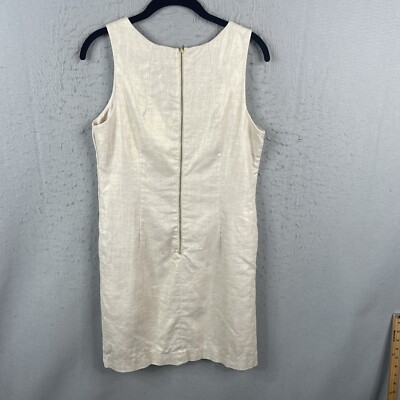 Linen Dress Womens 4 Cream Gold Sparkle Blend Zipped Accent Shimmer Summer  | eBay