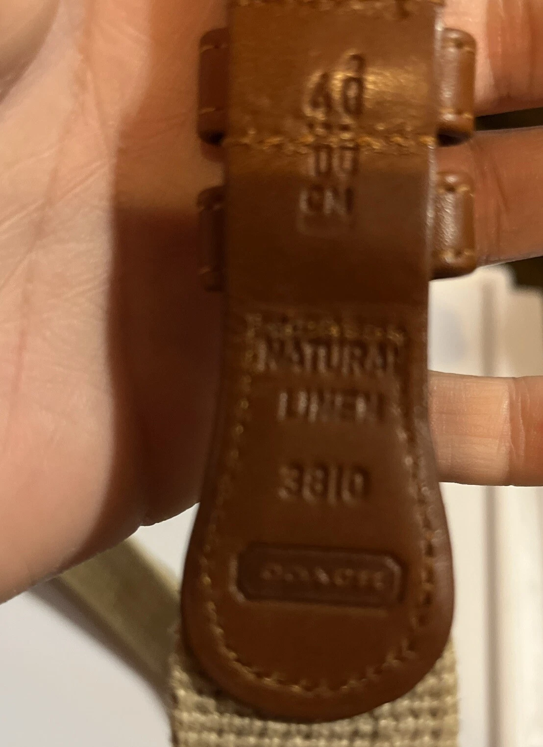 Cintura Coach donna pelle lino marrone larghezza 40 42” 1” abito casual