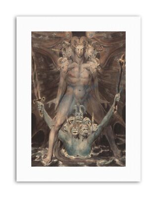 William Blake British Great Red Dragon Beast Sea Leinwand Kunstdruck